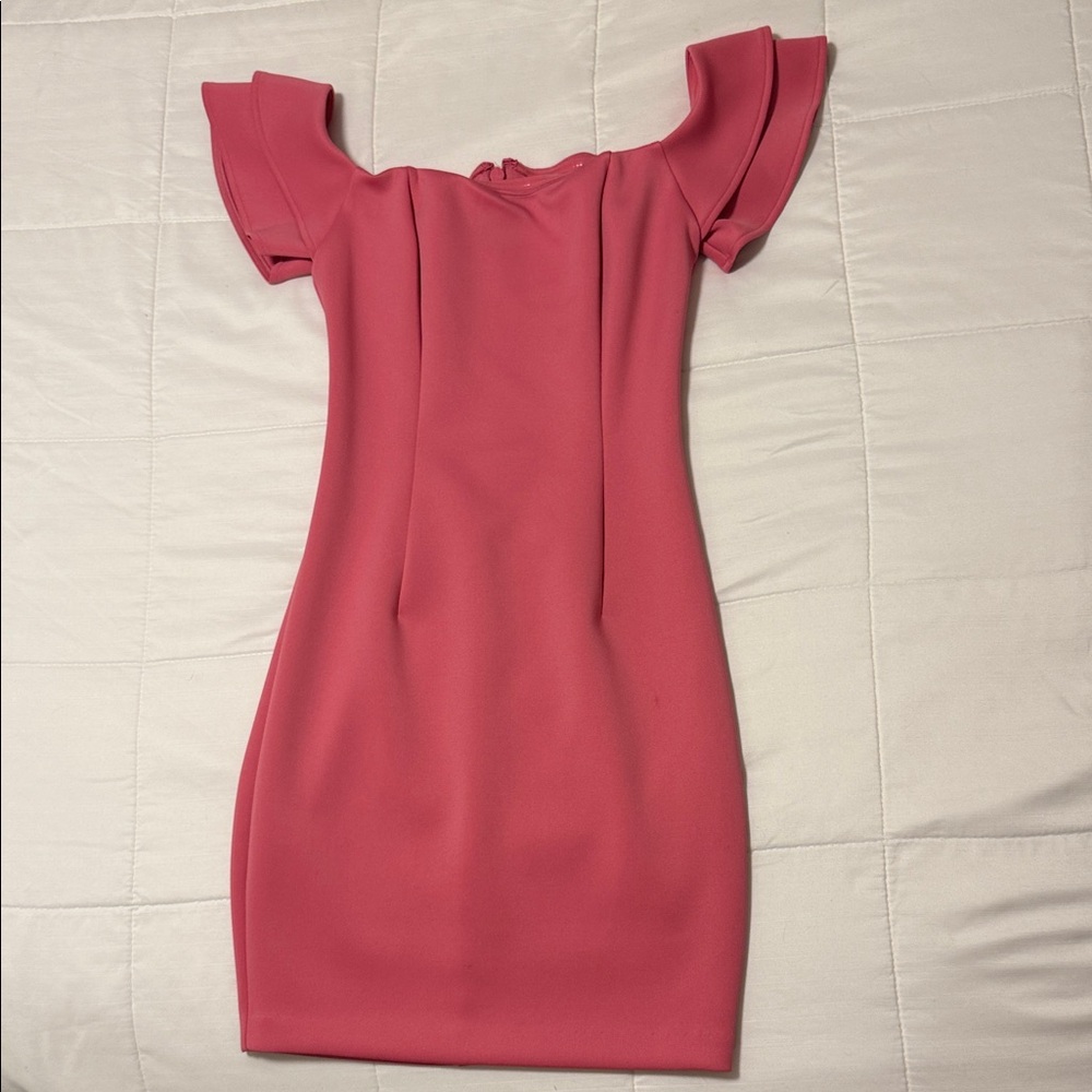 Guess Pink Ruffle Sleeve Mini Dress XS